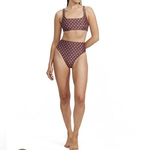 👙🆕Gottex Luma Vintage Charm Square Bikini Top & High Waist Bottoms, Size 8👙